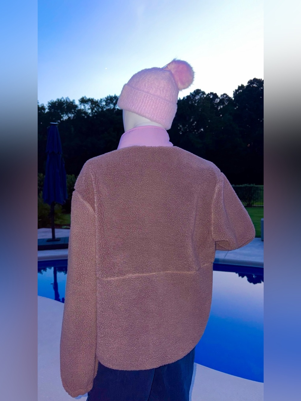 PINK Victoria's Secret - Pullover Teddy Brown Sherpa with Pink Trim - Picture 6 of 9
